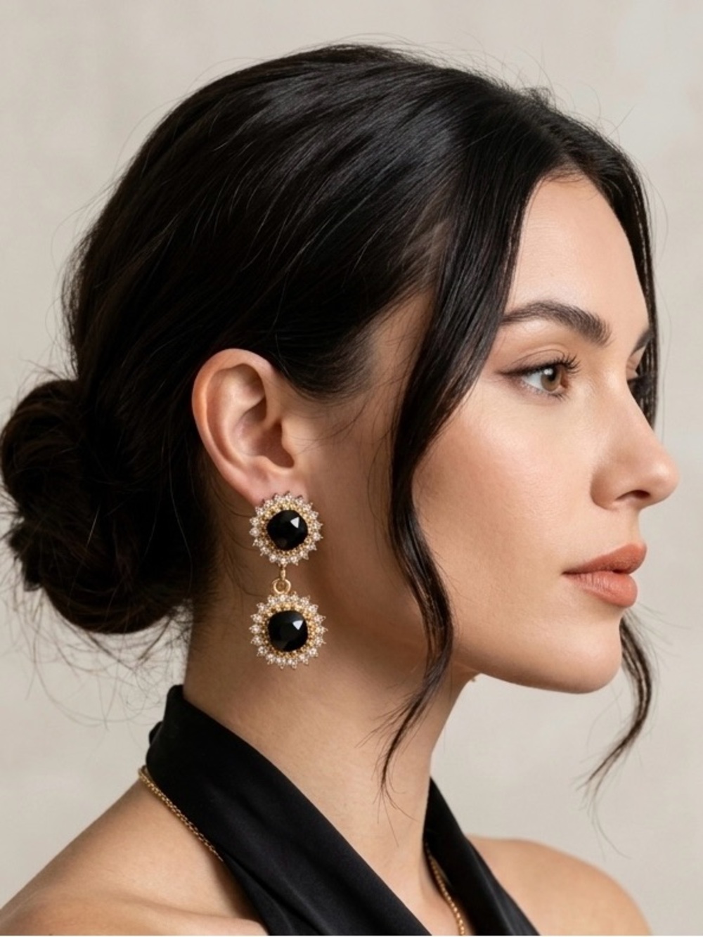 NWT White House Black Market Vintage-Inspired Black & Gold Drop Earrings